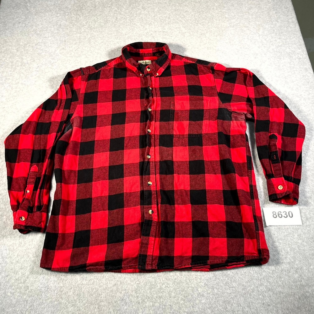 Hobbs Creek Flannel Shirt Mens XL Red Black Buffalo Plaid Cotton Button Down